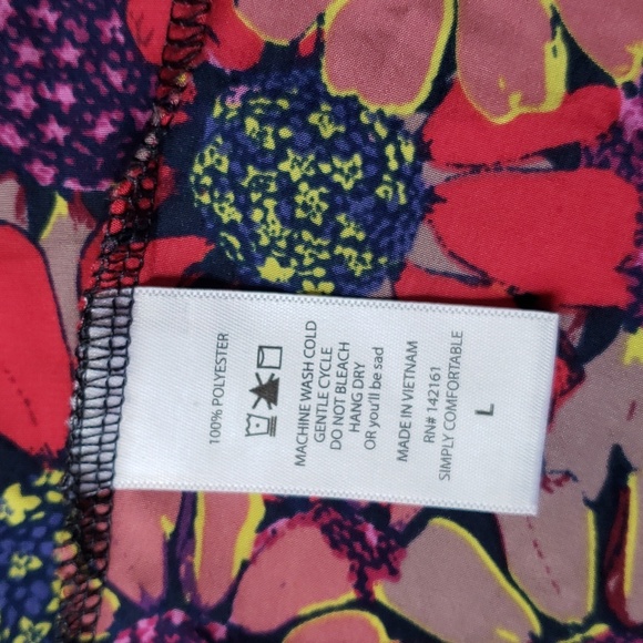 Lularoe Purple and Red Flower Print Lindsay Kimono Cardigan Size L - Picture 7 of 13